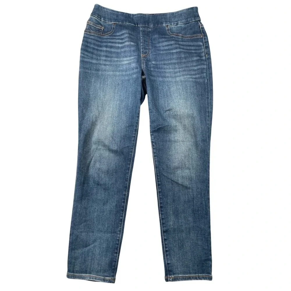 Chico's Jeggings 1R‎ (8) Mid Rise Skinny Ankle Dark Wash Cropped Inseam 27.5